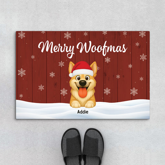 6155DGE1 frohe weihnachten fussmatte personalisiert hund_ 6155DTTNC
