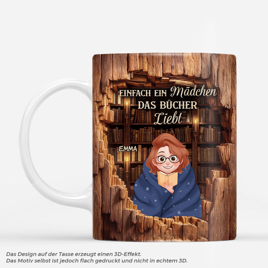 6183MGE1 3d druck effekt einfach ein madchen das bucher liebt personalisierte tasse leseratten frauen manner 6183M8VAA