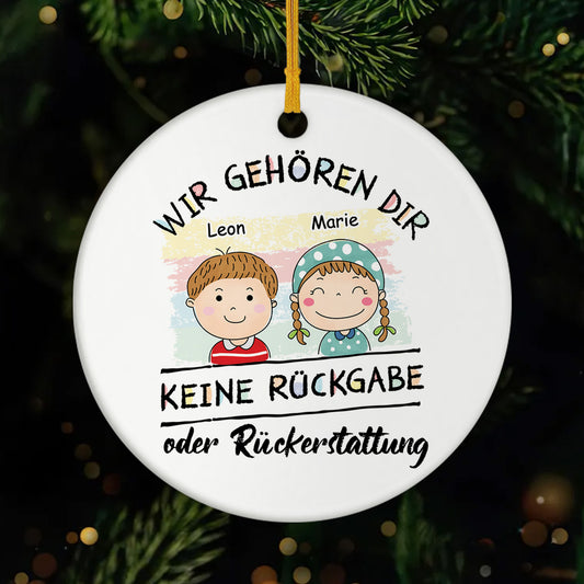 6329OGE1 wir gehoren dir keine ruckgabe oder ruckerstattung personalisierte keramik ornamente papa mama doodle 6329O6L5A