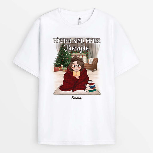 6348AGE1 bucher sind meine therapie personalisierte t shirts damen manner leseratten weihnachten 6348AKL5A_1