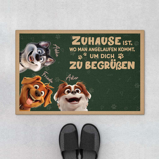6440DGE1 zuhause ist wo man angelaufen kommt um dich zu begrussen fussmatte personalisiert hund_ 6440D3TZC