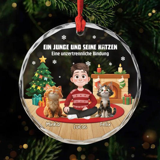 6454OGE1 verbundenheit zwischen mensch und katze glas weihnachtsschmuck personalisiert 6454OKLTD_1