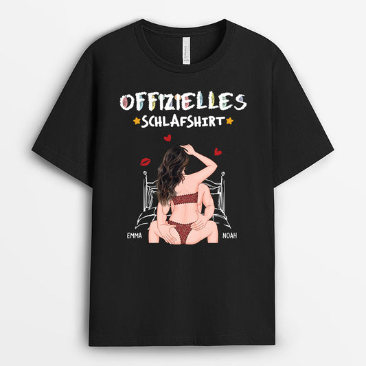 6535AGE1 offizielles schlafshirt schwarzes partner t shirt personalisiert cartoon buntstifte 6535AKZ5G