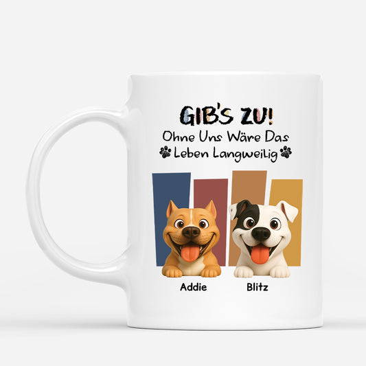 6570MGE1 ohne hund ist das leben langweilig tasse mit hunden personalisierte_ buntstifte 6570M3LWC
