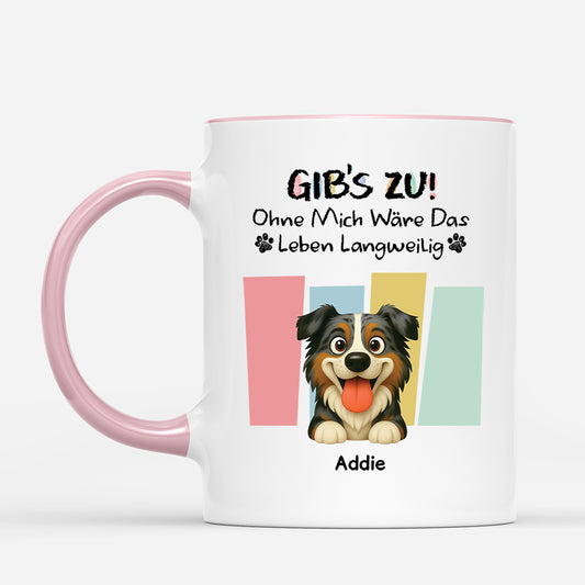 6570MGE2 ohne hund ist das leben langweilig tasse mit hunden personalisierte_ buntstifte 6570M3LWC