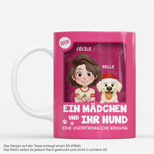 6669MGE1 3d druck effekt ein madchen und ihr hund personalisierte weihnachtstasse_ 6669MKQ5C