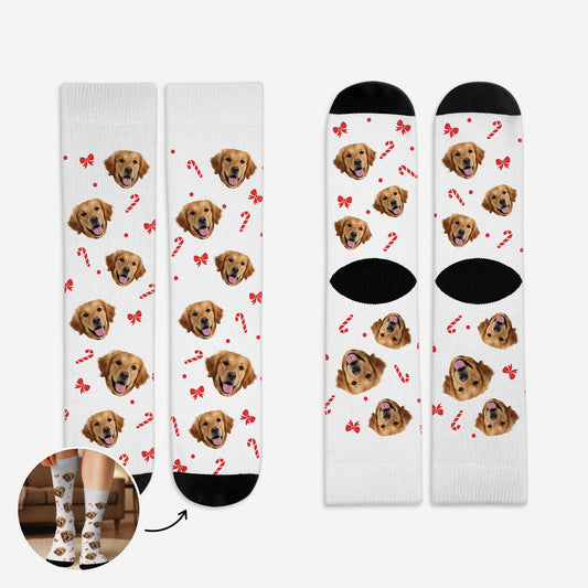 6768JGE1 hund mit foto zuckerspazierstock personalisierte weihnachtssocken_ 6768JKXZC