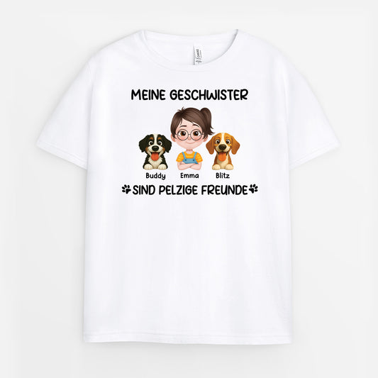 6961AGE1 meine geschwister sind pelzige freunde t shirt hund personalisiert kinder 6961A3XCC