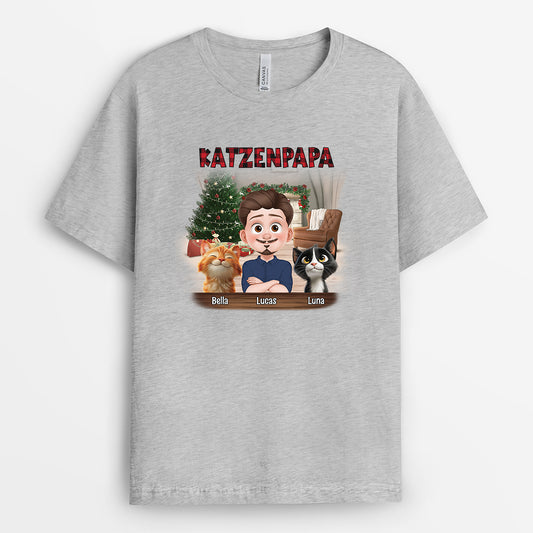 7056AGE2 katzenmama katzenpapa weihnachts katzen t shirt personalisiert 7056AKZ5D