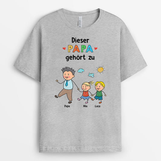 7078AGE2 dieser papa gehort zu buntstifte personalisiertes geschenk mama papa shirt 7078atpaa