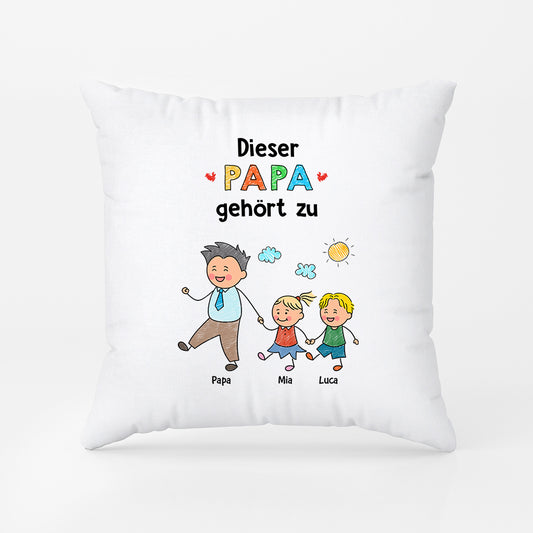 7078PGE2 dieser papa gehort zu buntstifte personalisiertes geschenk mama papa kissen 7078ptpaa