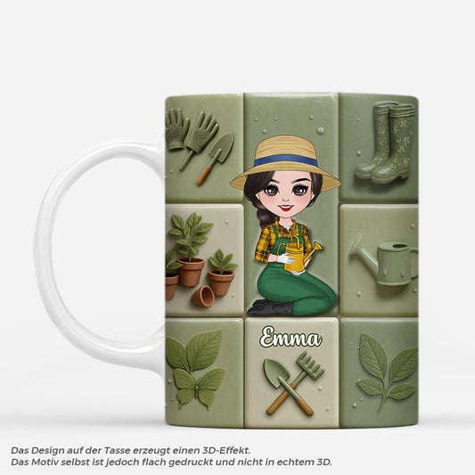 7096MGE1 3d druck effekt frau garten personalisierte tasse 7096M3PTH