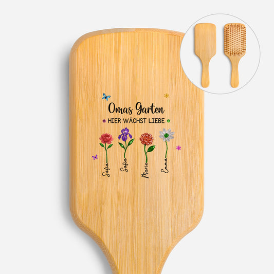 7211AGE1 omas garten hier wachst die liebe personalisiertes geschenk _ uv druck bambus haarburste omamama blumen 7211aq6q5a
