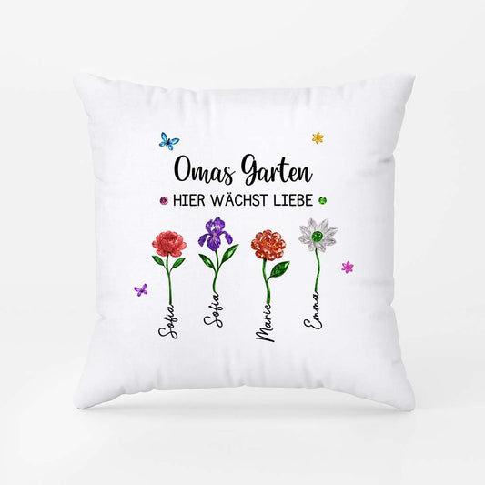 7211PGE1 omas garten schmucksteine blumen personalisiertes geschenk kissen oma mama 7211p6q5a