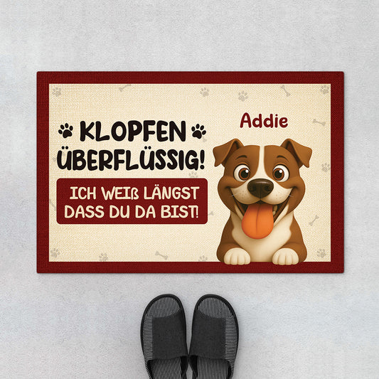 7285DGE1 klopfen uberflussig ich weiss langst dass du da bist fussmatte personalisiert hund_ 7285D8KCC