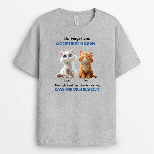 7342AGE2 du hast mich zwar adoptiert aber eigentlich bin ich hier der boss personalisierte geschenke katze t shirt 7342a8vad