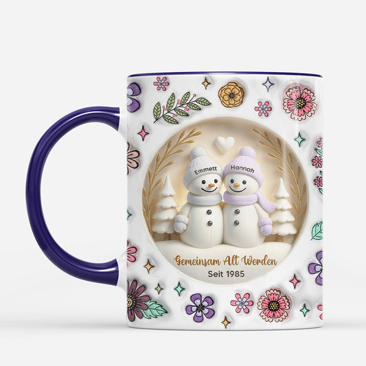 7427MGE1 3d druck effekt gemeinsam alt werden seit schneemann paar weihnachtstasse personalisiert 7427M3LAG_1