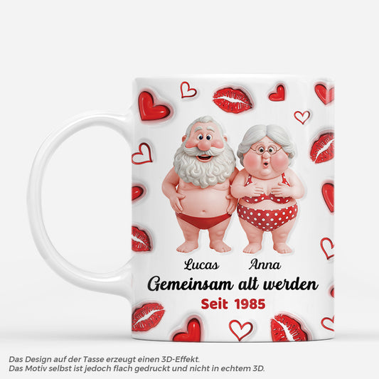 7496MGE1 3d druck effekt gemeinsam alt werden karikatur personalisierte paar geschenke lustige tassen kuss 7496m6ltg