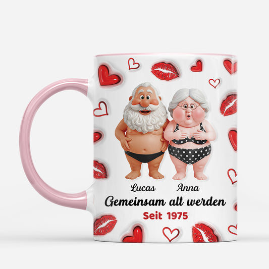 7496MGE2 3d druck effekt gemeinsam alt werden karikatur personalisierte paar geschenke lustige tassen kuss 7496m6ltg