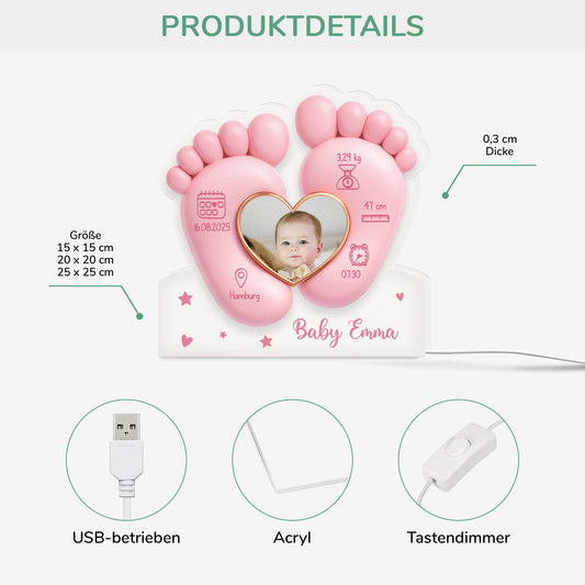 7752LGE3 3d druck effekt handabdruck geburtsdatum und foto personalisiertes geschenk lightbox mamababy 7752lsqaa