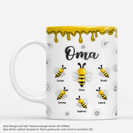 7865MGE1 3d druck effekt oma enkelkinder bienen honig personalisiertes geschenk oma mama tasse 7865m8fma