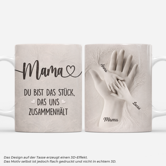 7873MGE1 3d druck effekt du bist das stuck das uns zusammenhalt personalisiertes geschenk mama papa tasse 7873mtfza