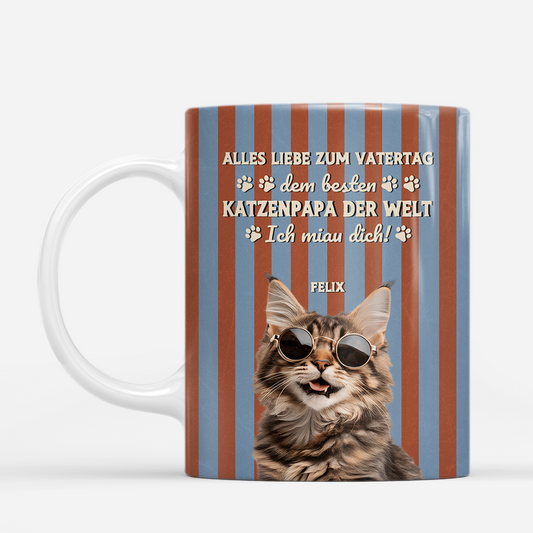 7882MGE1 3d druck effekt happy muttertagvatertag personalisierte geschenke katze tasse foto streifen 7882m