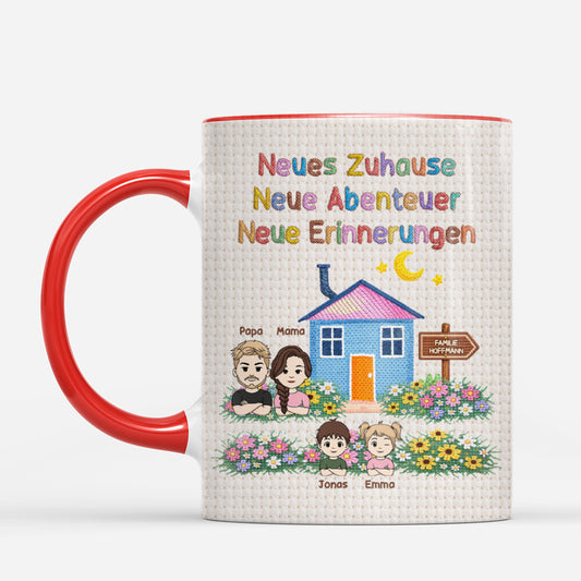 7918MGE2 3d druck effekt neues zuhause neue abenteuer neue erinnerungen personalisierte geschenke familie mamapapa tasse 7918msyni
