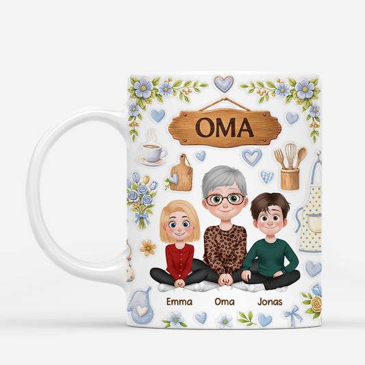 7949MGE2 3d druck effekt mama kinder cartoon personalisiertes geschenk omamama tasse 7949m3yna