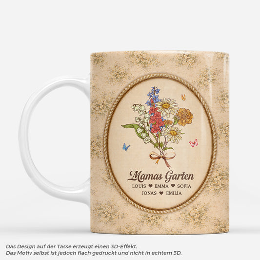 7951MGE1 3d druck effekt mamas garten personalisiertes geschenk omamama tasse blumen vintage 7951mcpca