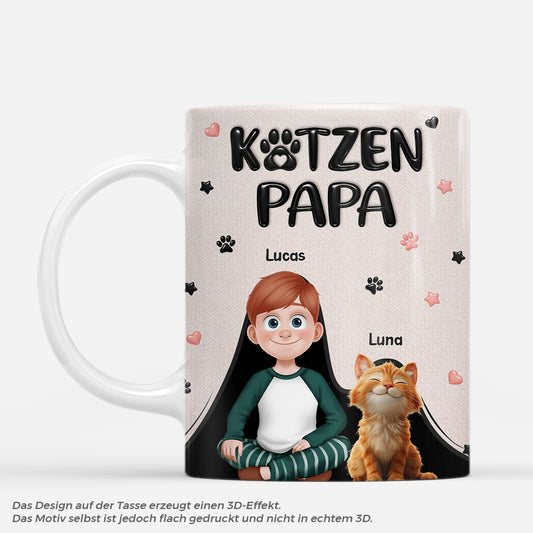 8030MGE1 3d druck effekt katzenpapa katzenmama pfoten personalisierte geschenke katze tasse 8030mtkzd