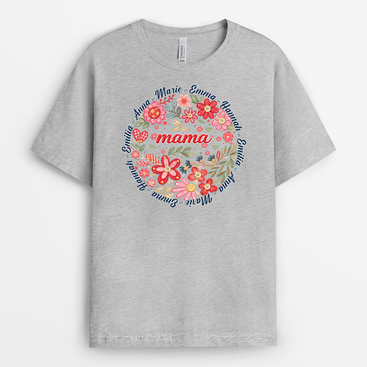 8047AGE2 3d druck effekt mama knopf personalisiertes geschenk garten oma mama t shirt 8047asyha