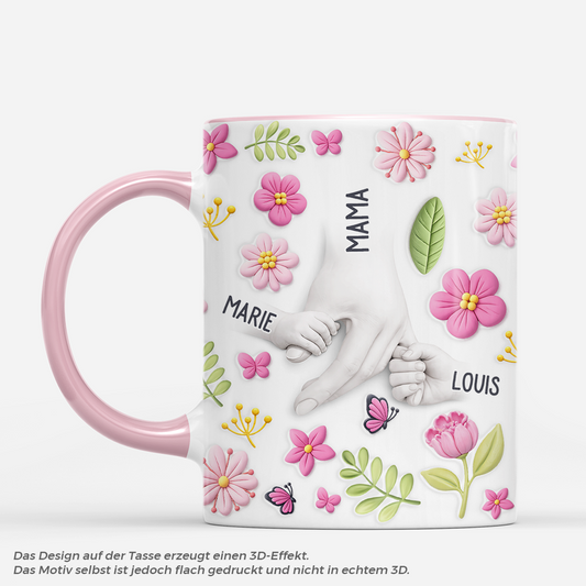8095MGE1 3d druck effekt hand in hand personalisiertes geschenk mamaoma tasse rose 8095m3faa