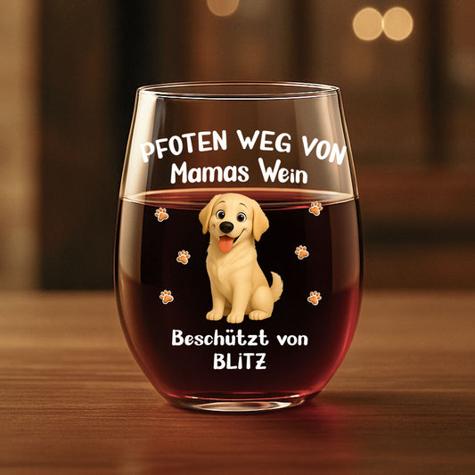8149IGE1 pfoten weg von mamas wein personalisierte hunde geschenke weinglas ohne stiel 8149invwc_1