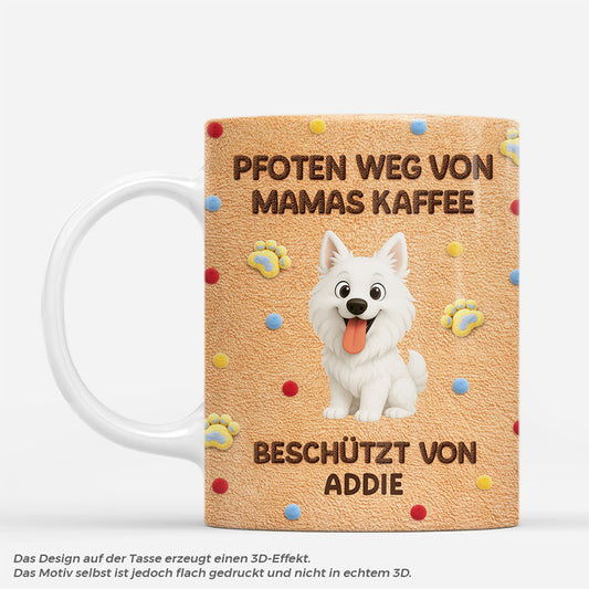 8159MGE1 3d druck effekt pfoten weg von mamas kaffee personalisierte hunde geschenke tasse 8159mnvwc