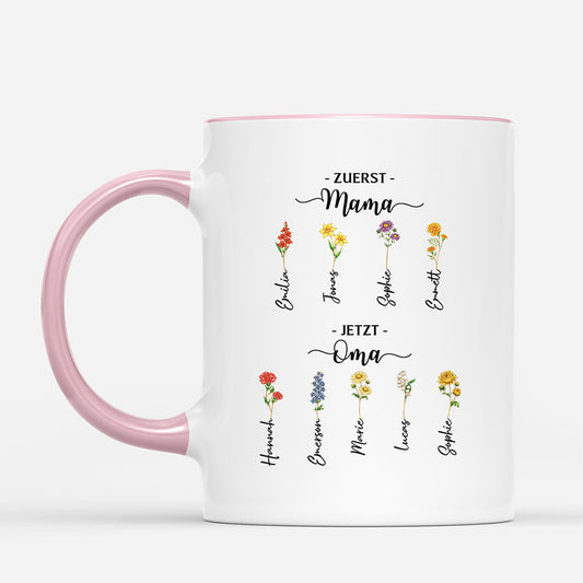 8192MGE1 erst mama jetzt oma personalisiertes geschenk tasse glitzer blumen 8192m8v5a_1