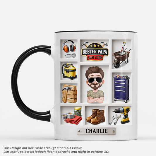 8221MGE1 3d druck effekt bester papa aller zeiten personalisiertes geschenk cartoon opapapa tasse 8221m8fmb