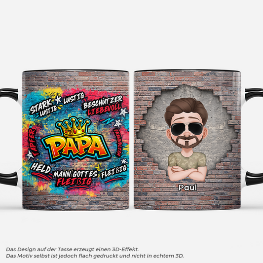 8244MGE1 3d druck effekt papa graffiti personalisiertes geschenk opapapa tasse 8244mtqhb