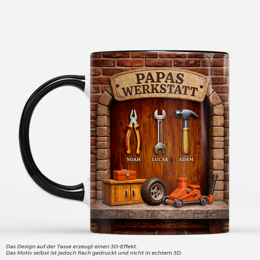 8326MGE1 3d druck effekt papas werkstatt personalisiertes geschenk opa papa tasse mauersteine 8326msxmb