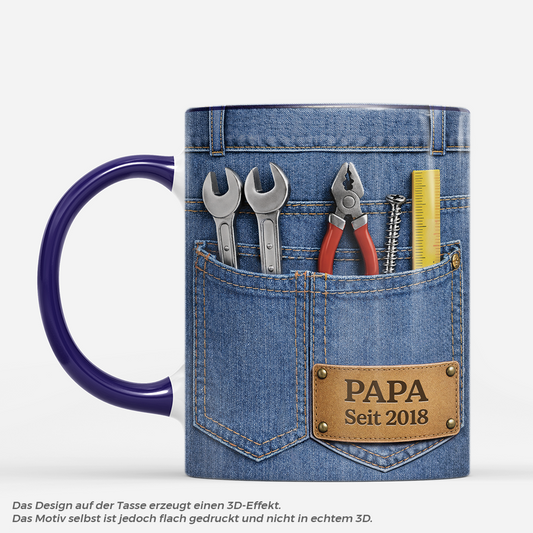 8327MGE1 3d druck effekt papa seit personalisiertes geschenk opa papa tasse jeans 8327msftb
