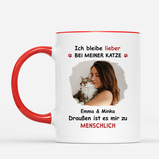 8346MGE2 ich bleibe lieber bei meinem hund draussen ist es mir zu menschlich personalisierte geschenke foto hund katzen tasse 8346m8qtc