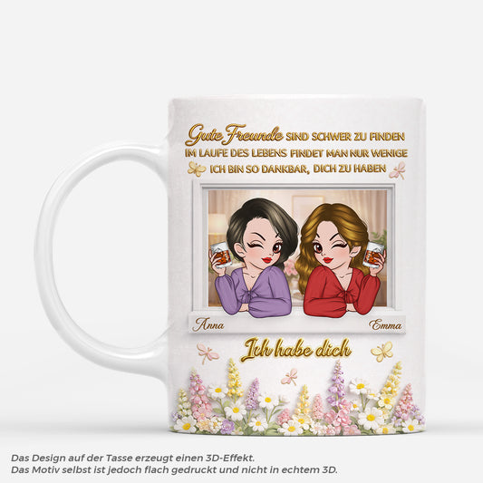 8440MGE1 3d druck effekt gute freunde sind schwer zu finden personalisierte geschenke beste freundin tassen fenster 8440msdcf