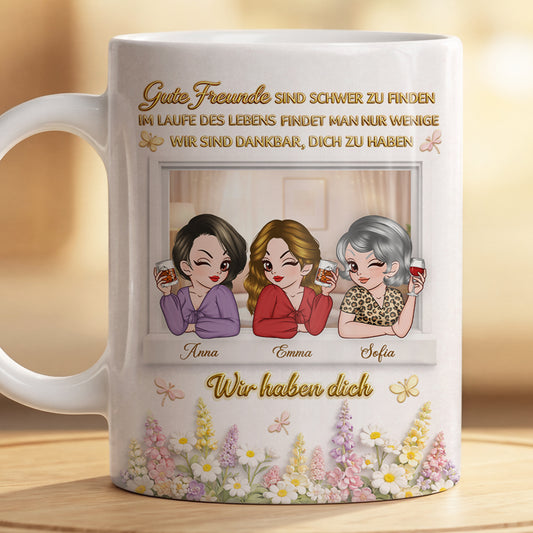 8440MGE2 3d druck effekt gute freunde sind schwer zu finden personalisierte geschenke beste freundin tassen fenster 8440msdcf