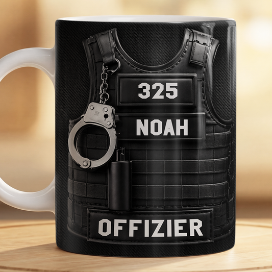 8442MGE2 3d druck effekt polizei ausrustung personalisierte geschenke fur manner tasse offizier 8442msemb