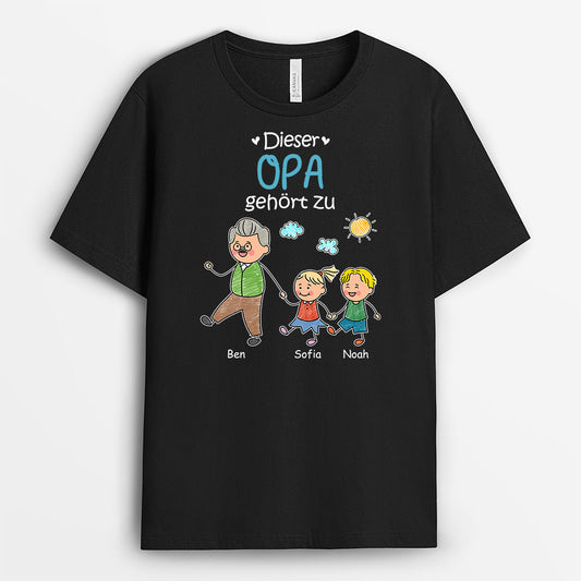 8489AGE1 dieser opa gehort zu personalisiertes geschenk t shirt opa oma papa mama buntstifte 8489a8d5b