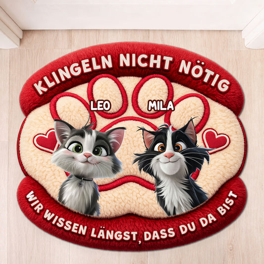 8564AGE1 klopfen nicht notig wir wissen langst dass du da bist personalisierte geschenke katze fussmatte unregelmassige form 8564adavwd_1