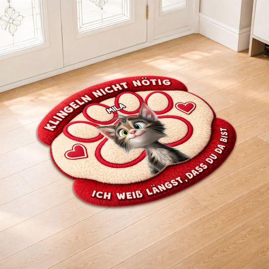 8564AGE1 klopfen nicht notig wir wissen langst dass du da bist personalisierte geschenke katze fussmatte unregelmassige form 8564adavwd_2
