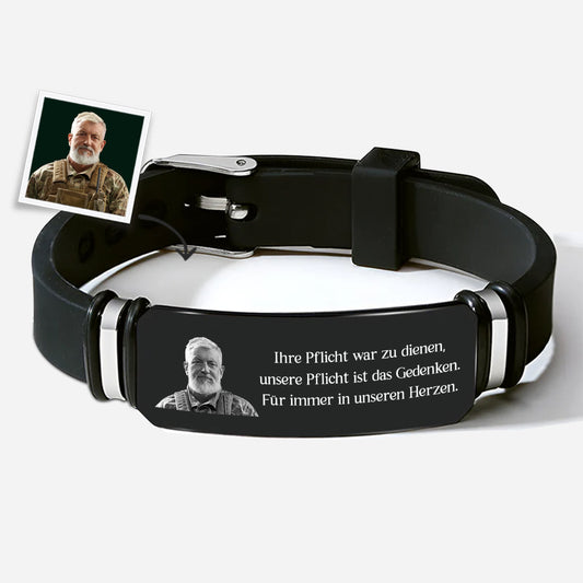 8695JGE1 ihre pflicht war zu dienen unsere pflicht ist das gedenken personalisierte trauergeschenke armband mit foto_ 8695jtv5b_1