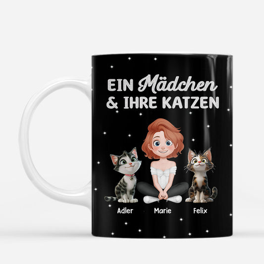 8756MGE2 eine frau ihre katze glitzer personalisierte geschenke katze tasse 8756m6psd
