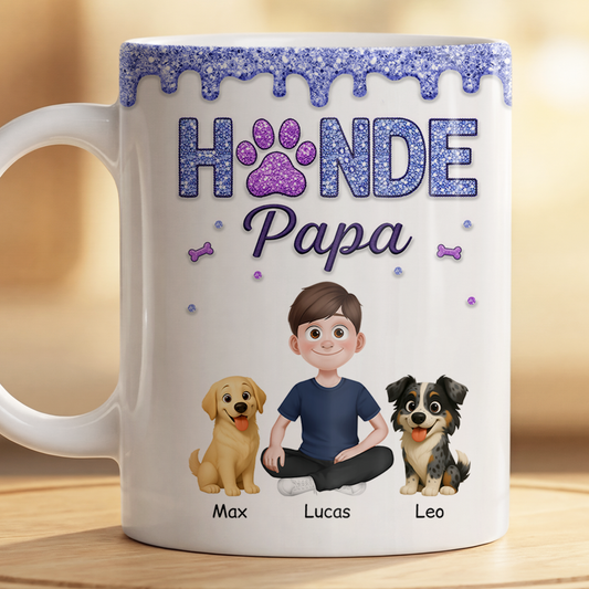 8931MGE2 3d druck effekt hundemama hundepapa glitzer personalisiertes hunde geschenk tasse 8931m3fwc